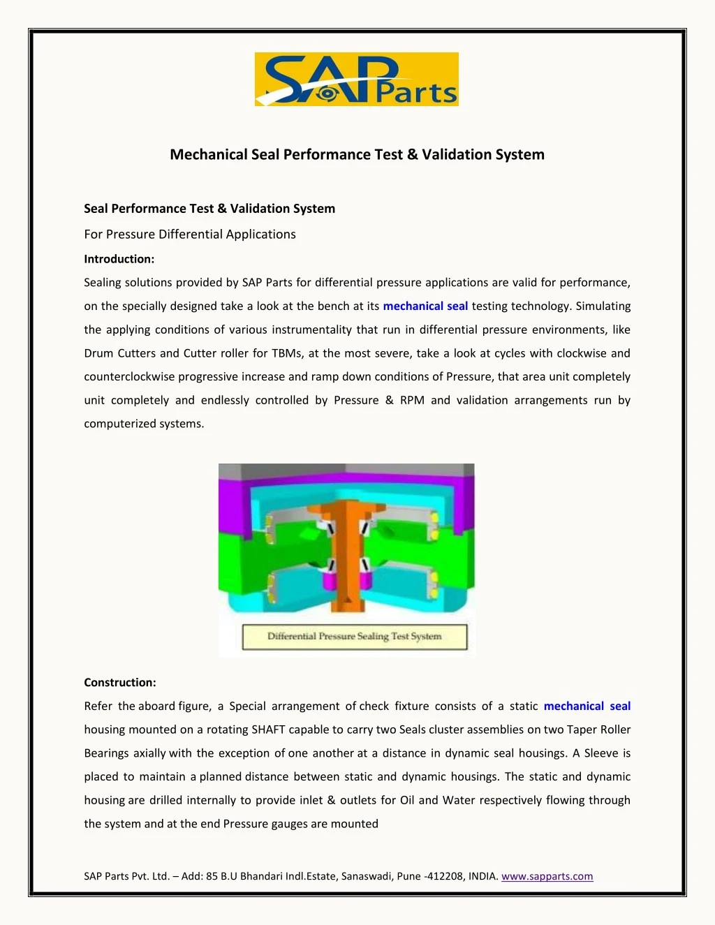 mechanical seal performance test validation system