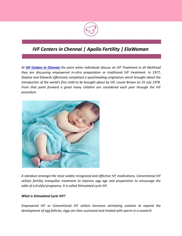 IVF Centers in Chennai | Apollo Fertility | ElaWoman
