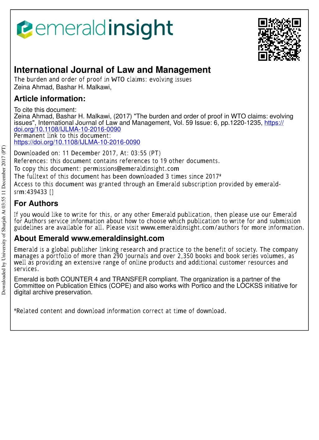international journal of law and management