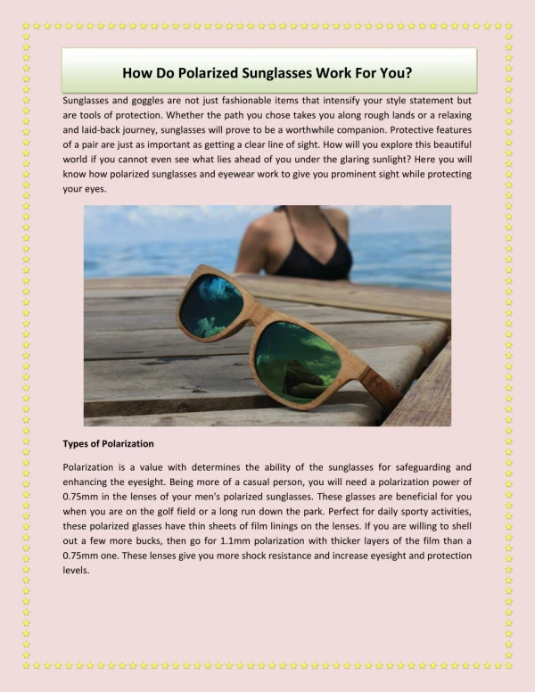 How Do Polarized Sunglasses Work For You ?
