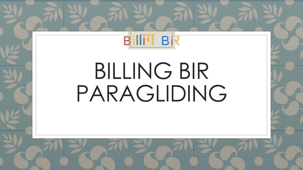 billing bir paragliding