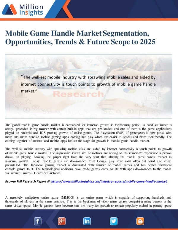 Mobile game handle market segmentation, opportunities, trends &amp; future scope to 2025