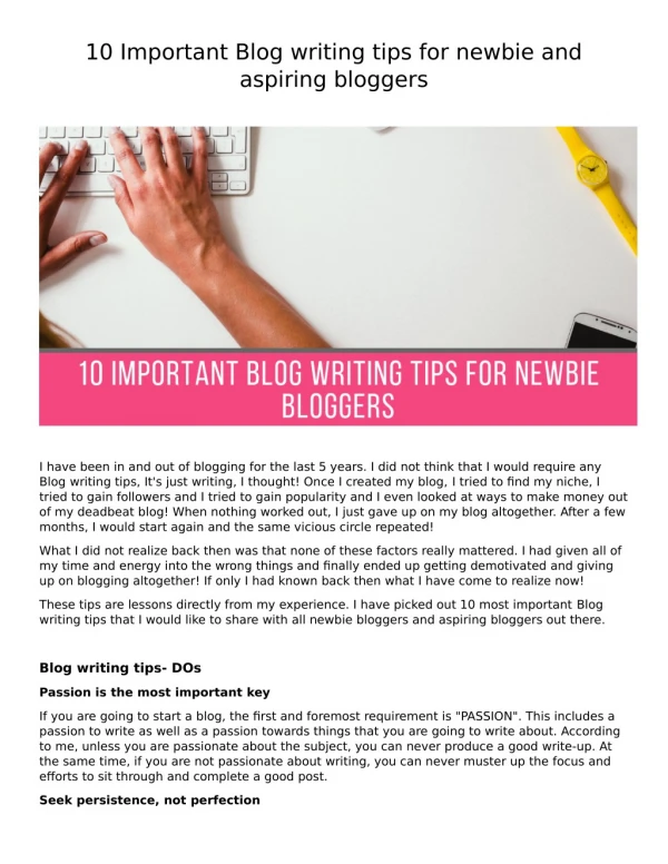 10 blogging tips for Newbie bloggers