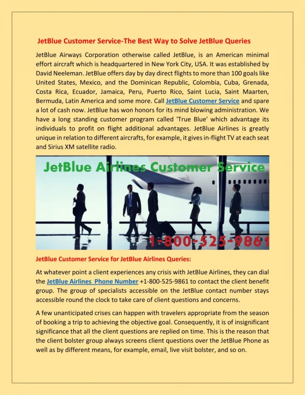 JetBlue Customer Service-The Ideal Place for JetBlue Airlines Queries