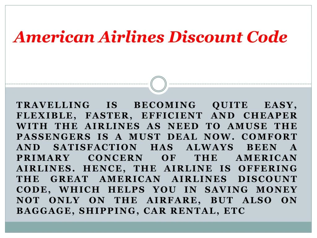 american airlines discount code