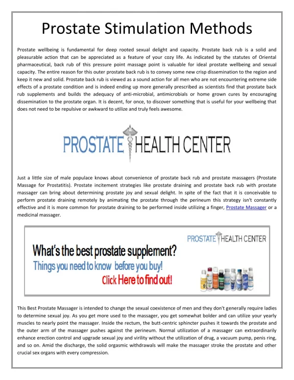 Prostate Stimulation Methods