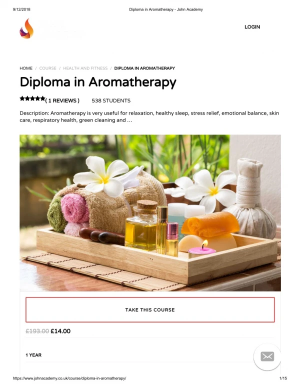 Diploma in Aromatherapy - John Academy