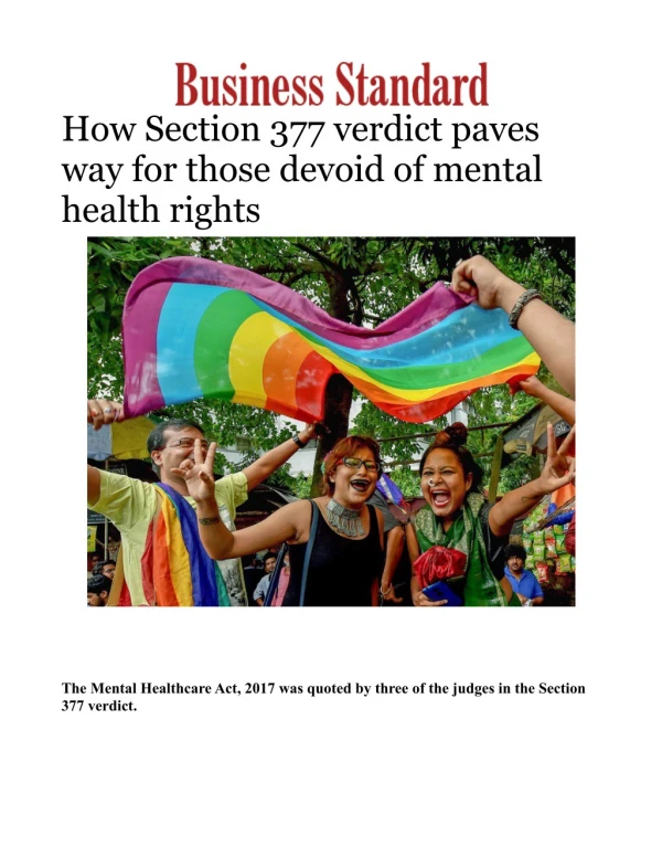 How Section 377 verdict paves way for those devoid of mental health rights 