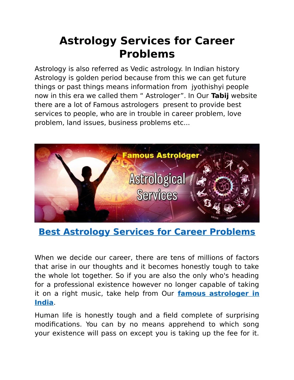 astrology services for career problems