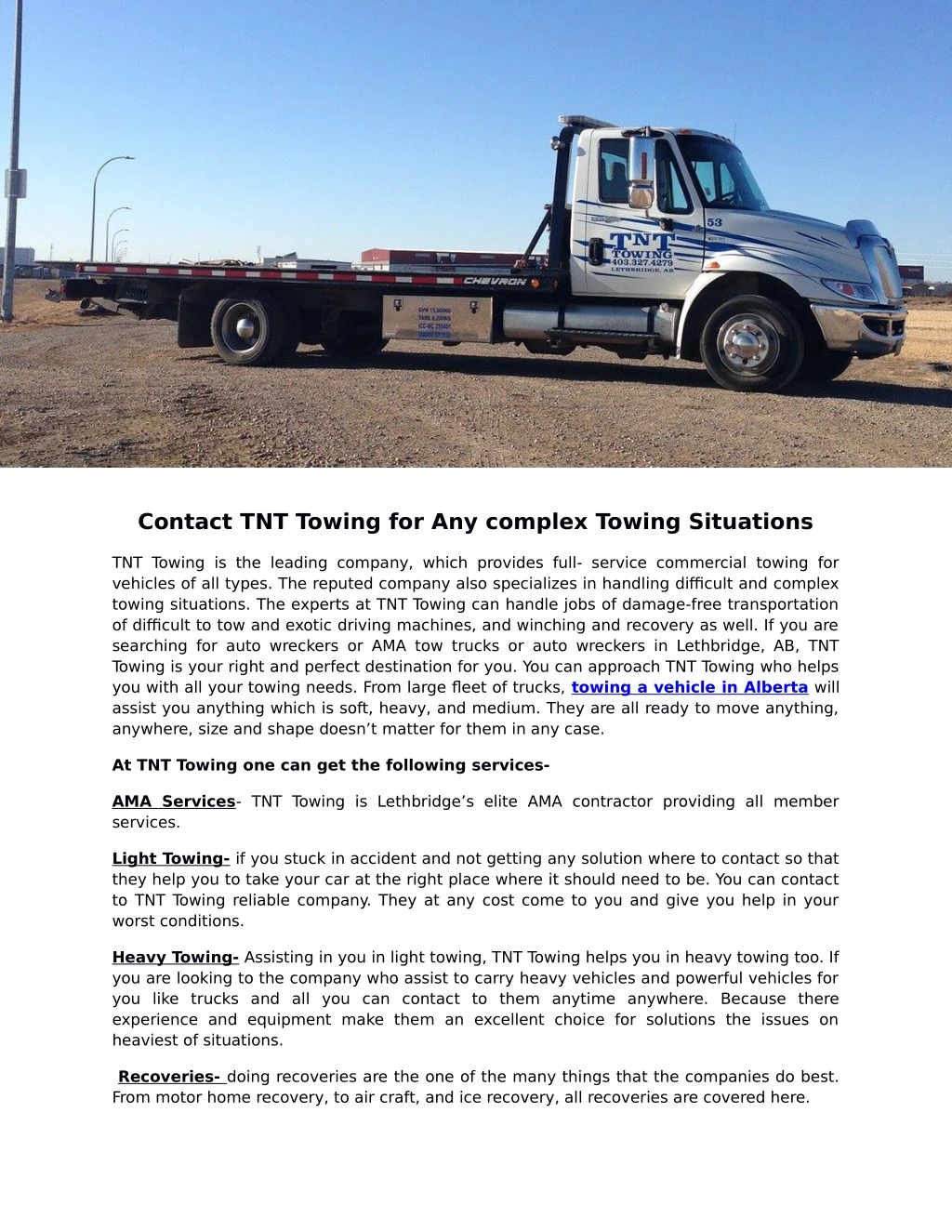 contact tnt towing for any complex towing