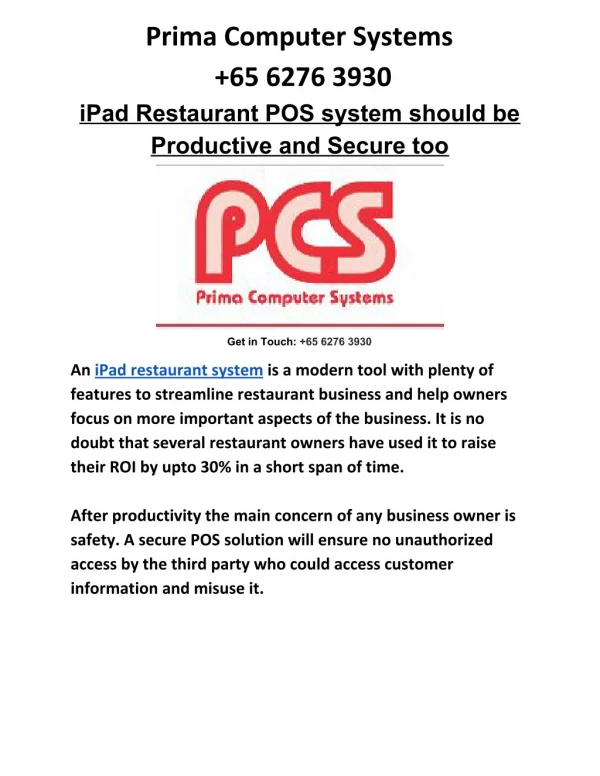 iPad Restaurant POS - Most Secure Option for your Restaurant