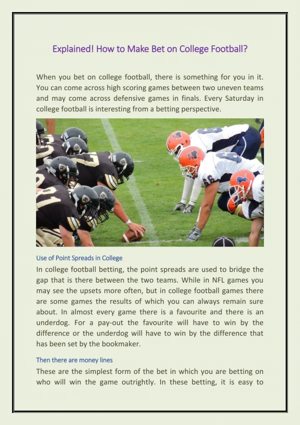 Explained! How to Make Bet on College Football?