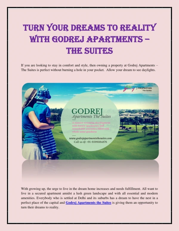 Turn Your Dreams To Reality With Godrej Apartments â€“ The Suites