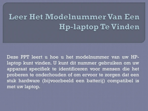 Leer Het Modelnummer Van Een Hp-laptop Te Vinden