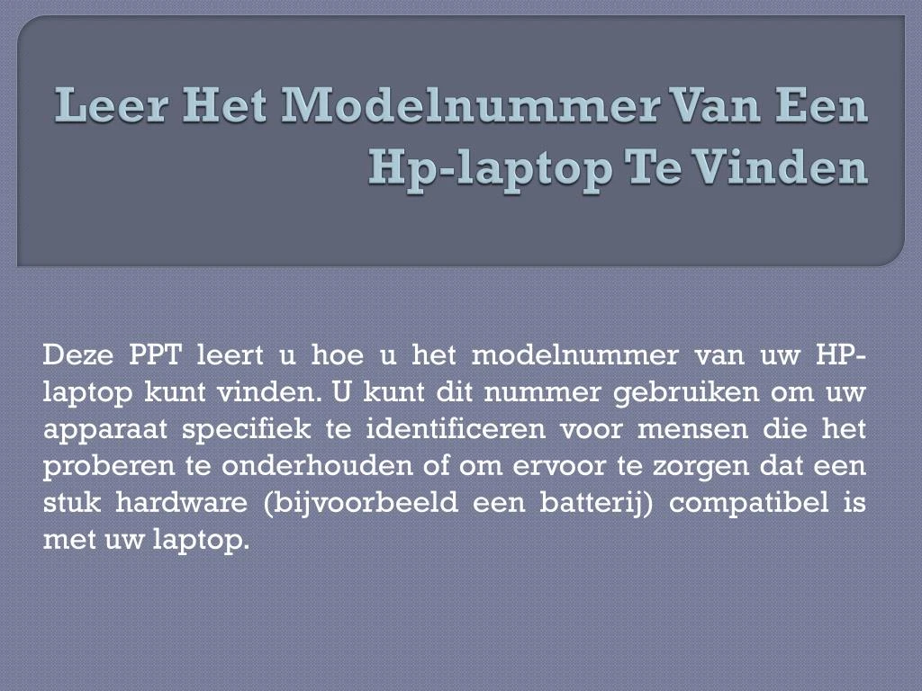 leer het modelnummer van een hp laptop te vinden