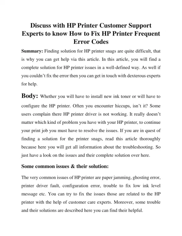 Get Timely and Relevant Support Service for HP Printer