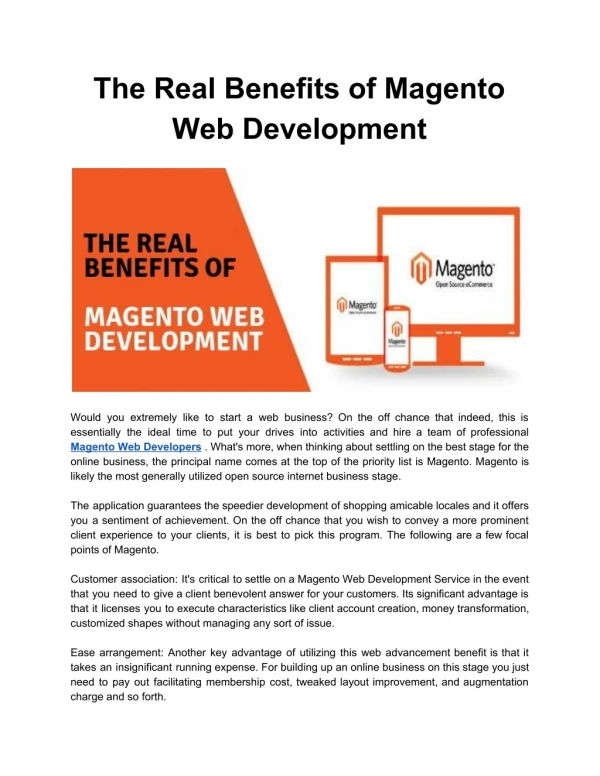 The Real Benefits of Magento Web Development