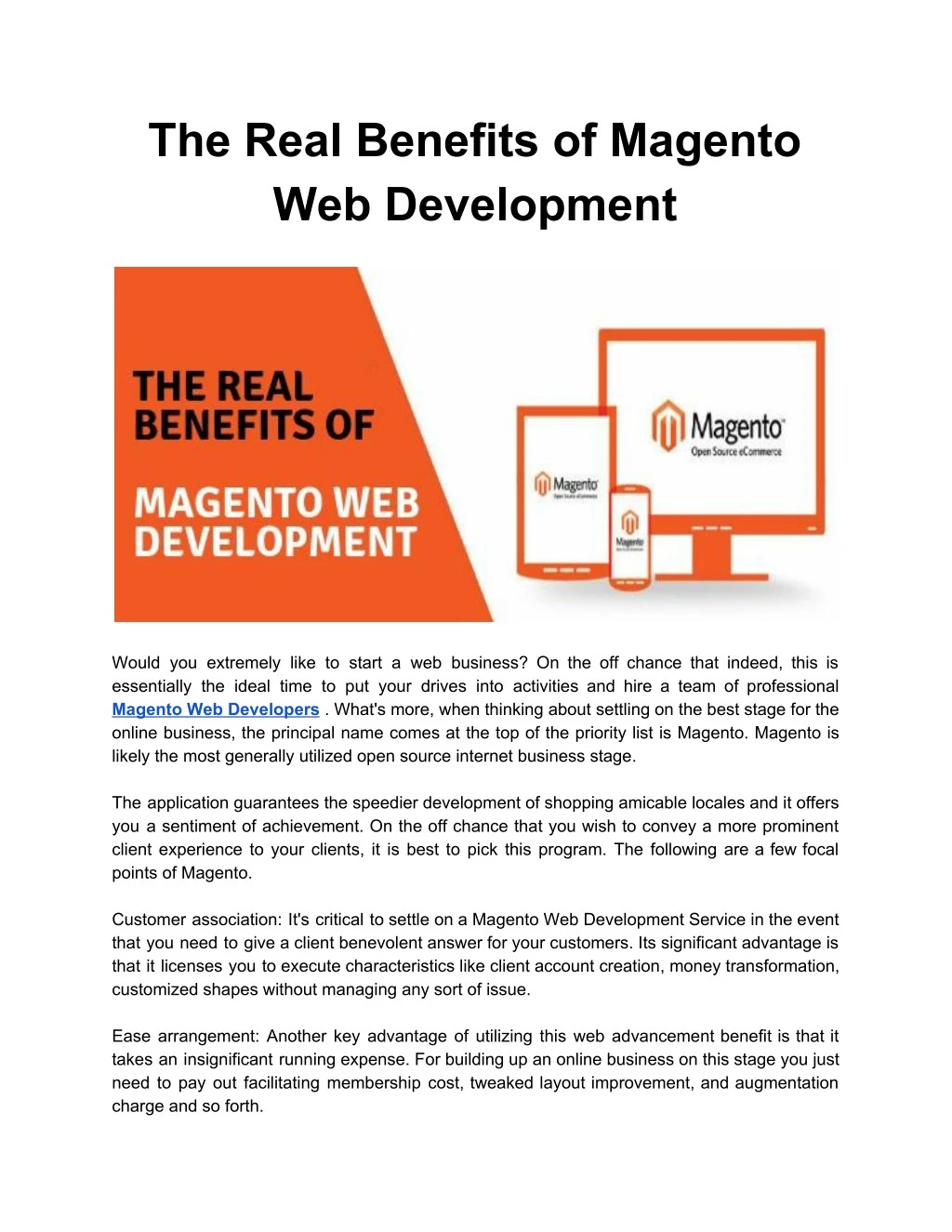the real benefits of magento web development