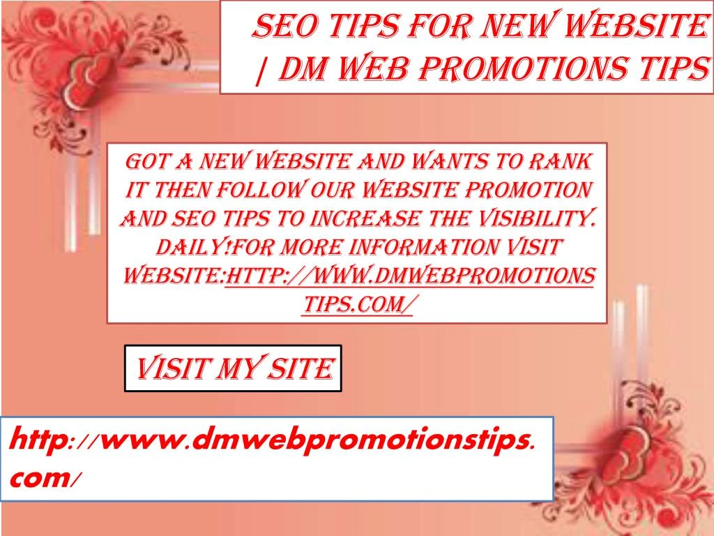 seo tips for new website dm web promotions tips