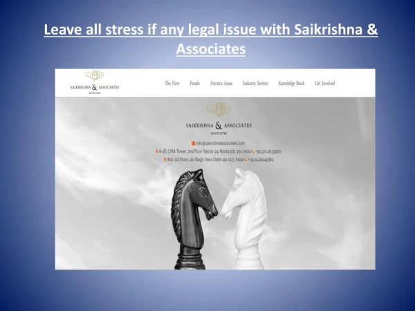 Leave all stress if any legal issue with Saikrishna & Associates