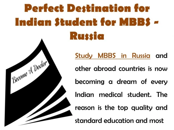 Perfect Destination for Indian Student for MBBS - Russia