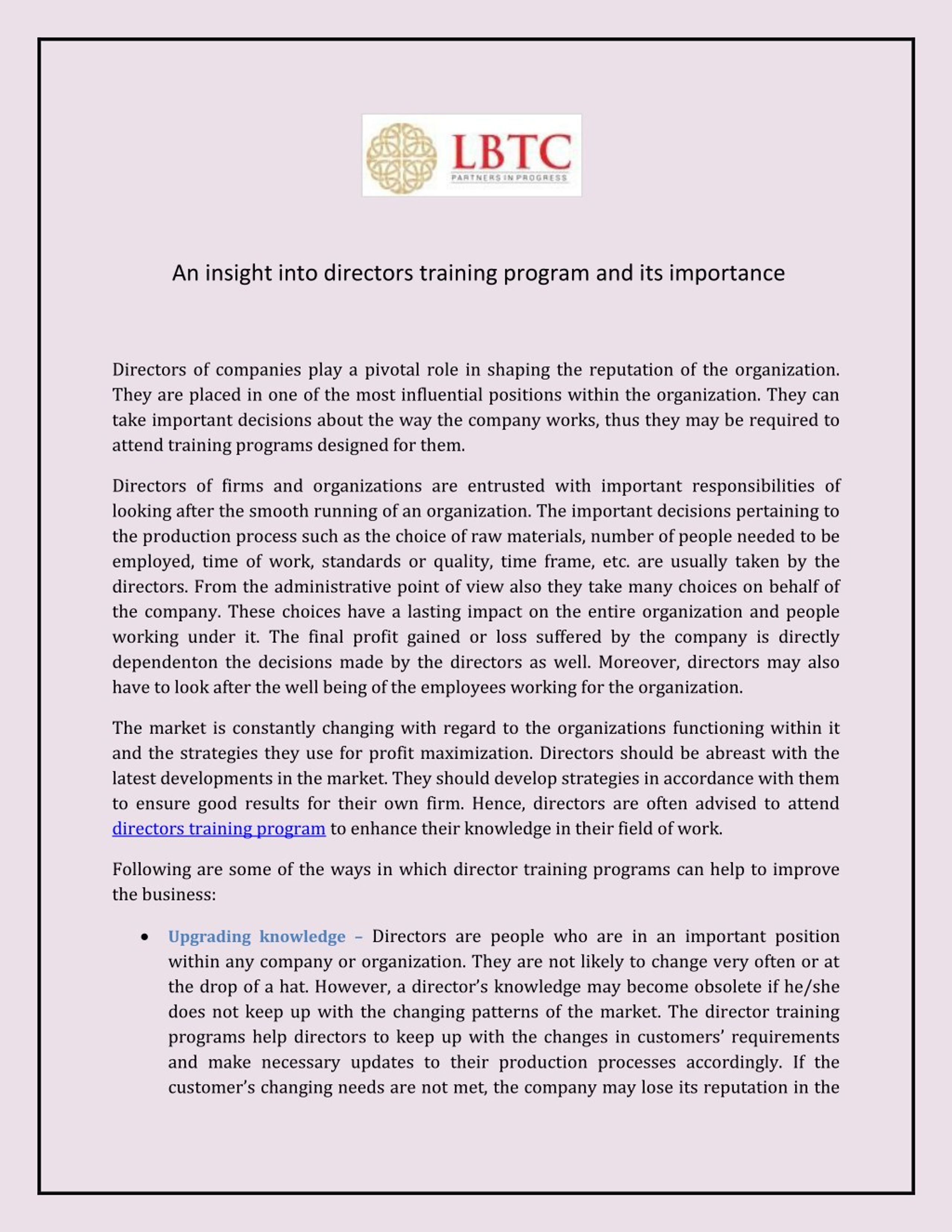 PPT - An insight into directors training program and its importance ...