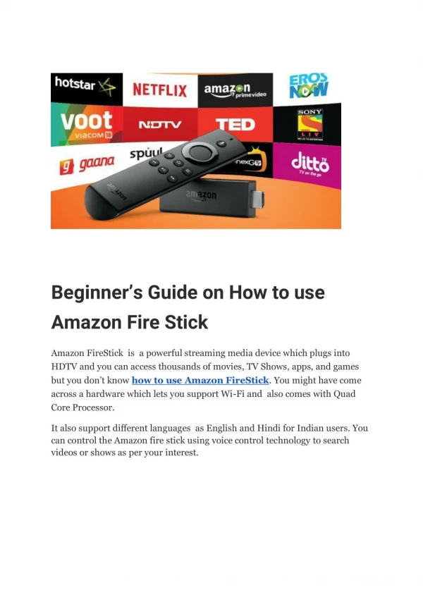 Beginnerâ€™s Guide on How to use Amazon Fire Stick