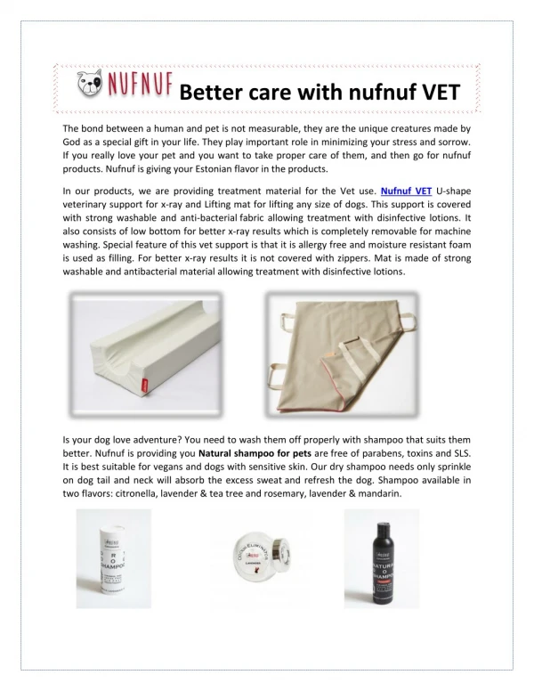 Better care with nufnuf VET