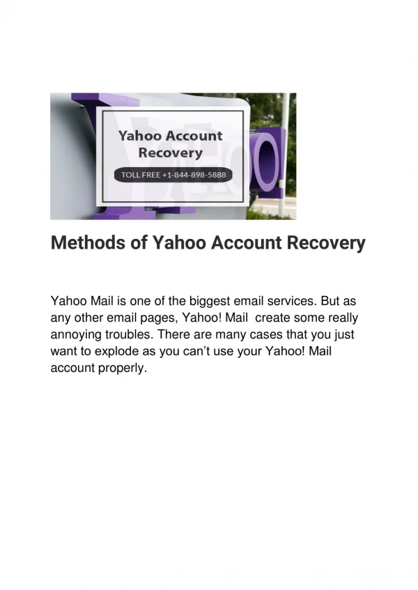 Methods of Yahoo Account Recovery