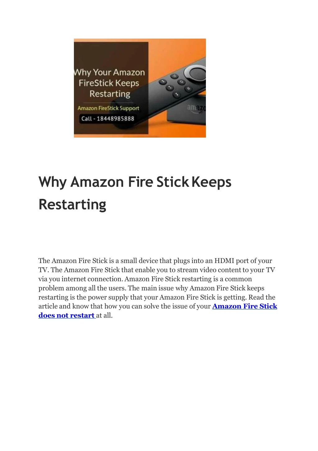 why amazon fire stickkeeps restarting