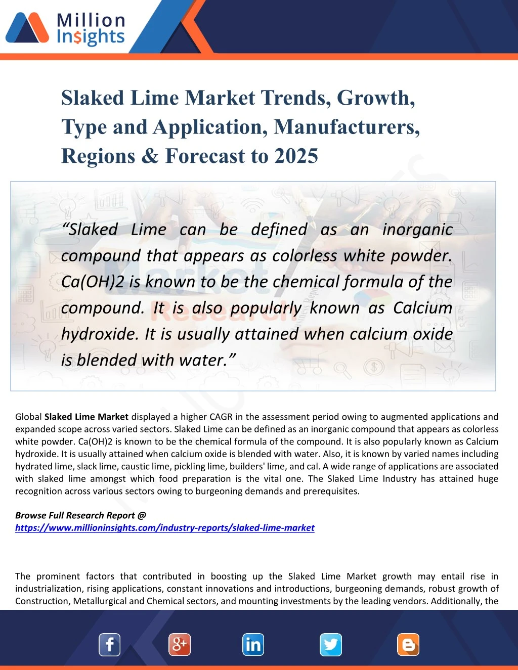slaked lime market trends growth type