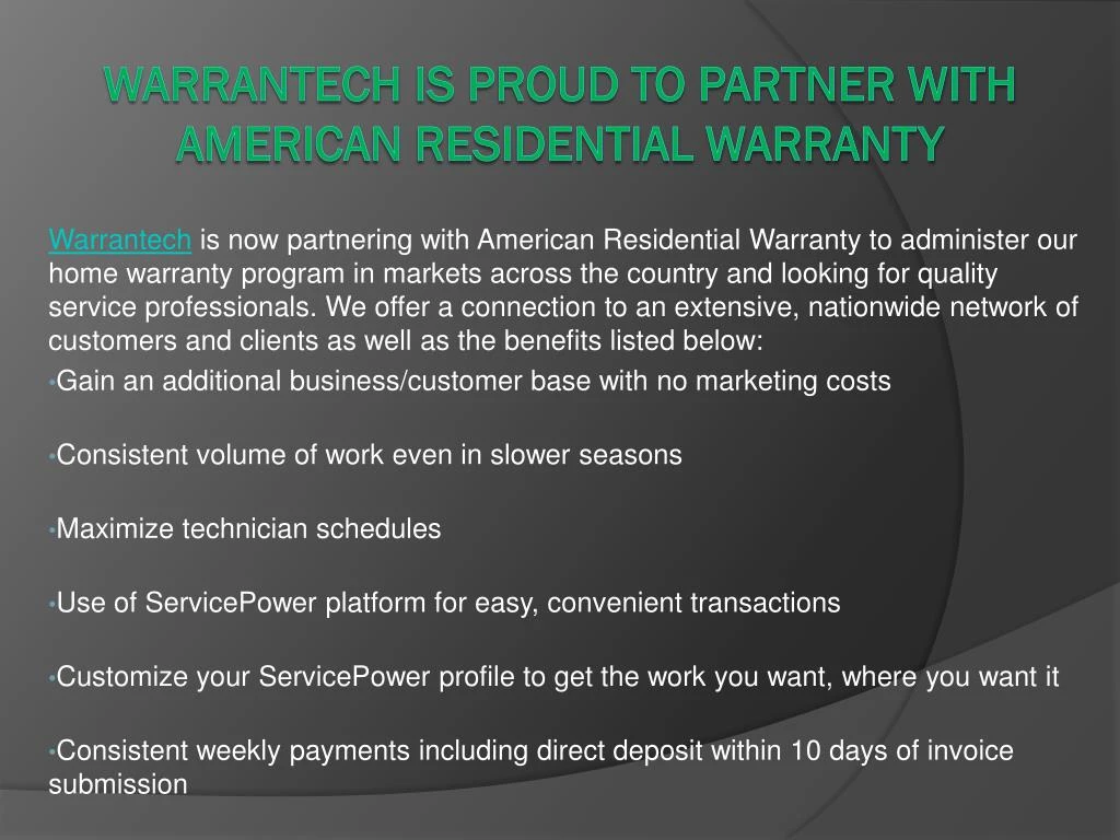 warrantech is proud to partner with american residential warranty