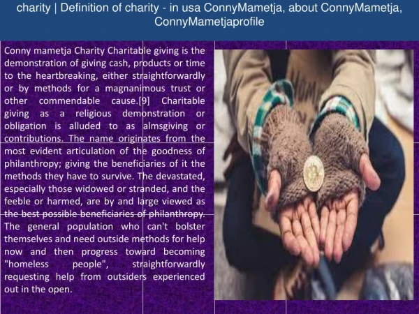 Roald usa Marvellous Children's Charity ConnyMametja, about ConnyMametja, ConnyMametjaprofile