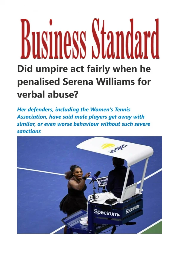  Did umpire act fairly when he penalised Serena Williams for verbal abuse
