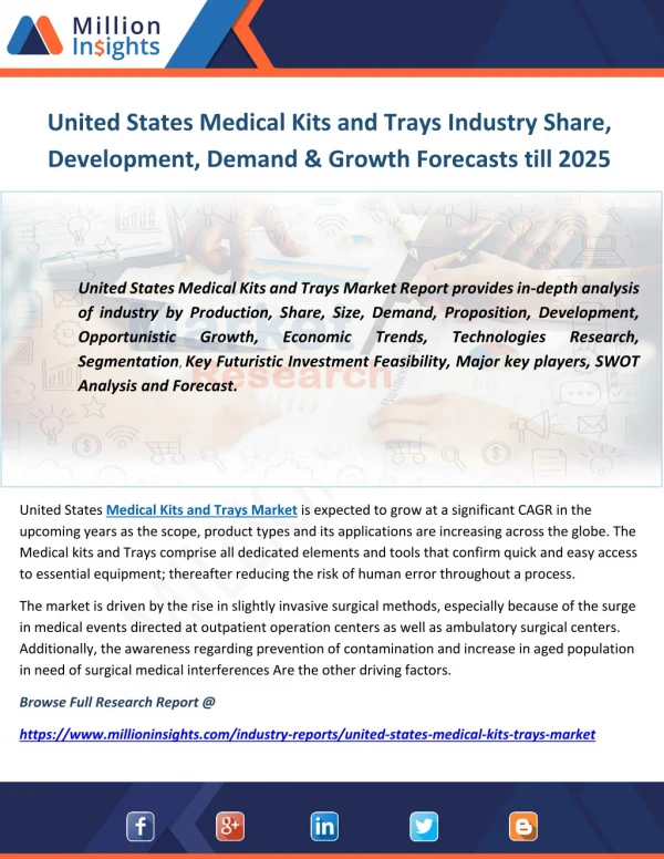 United States Medical Kits and Trays Industry Share, Development, Demand & Growth Forecasts till 2025