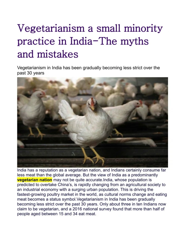Vegetarianism a small minority practice in India: The myths and mistakes