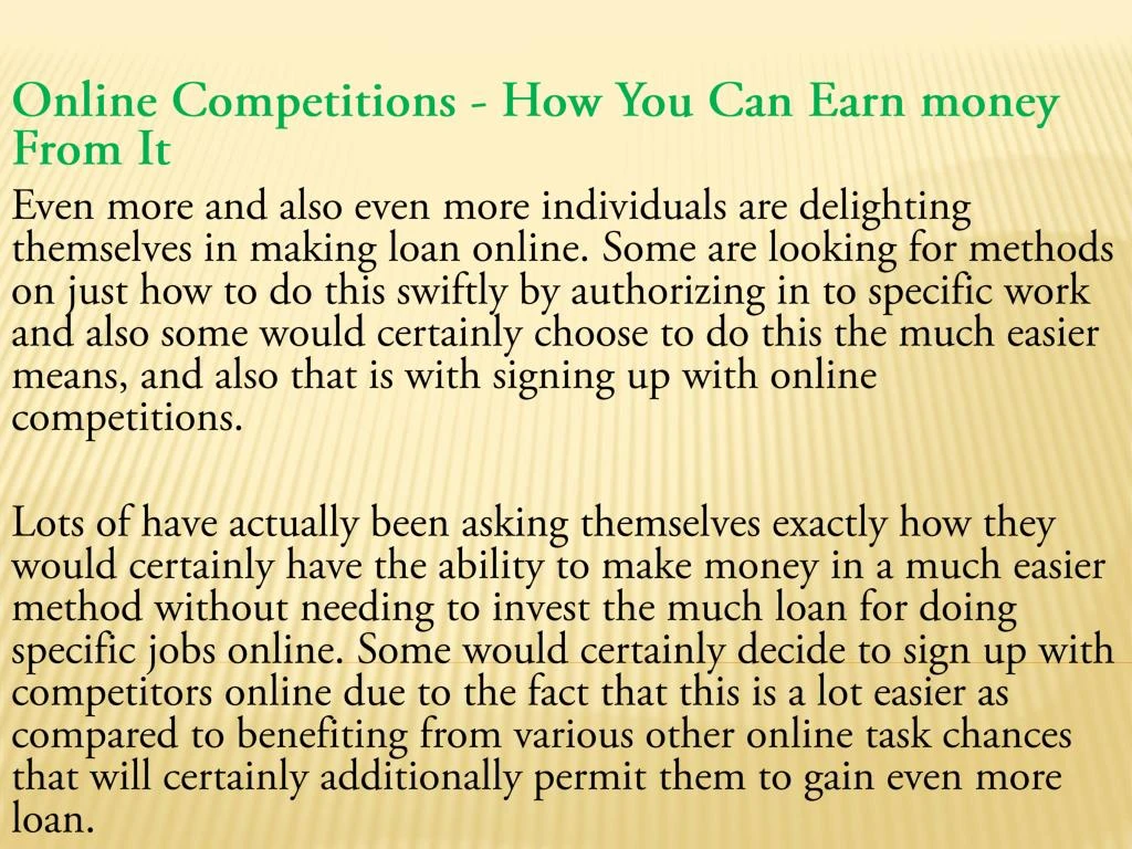 online competitions how you can earn money from