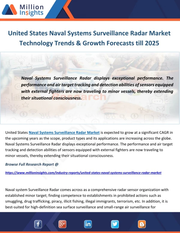 United States Naval Systems Surveillance Radar Market Technology Trends & Growth Forecasts till 2025