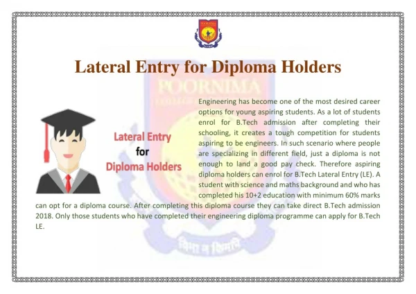 Lateral Entry for Diploma Holders