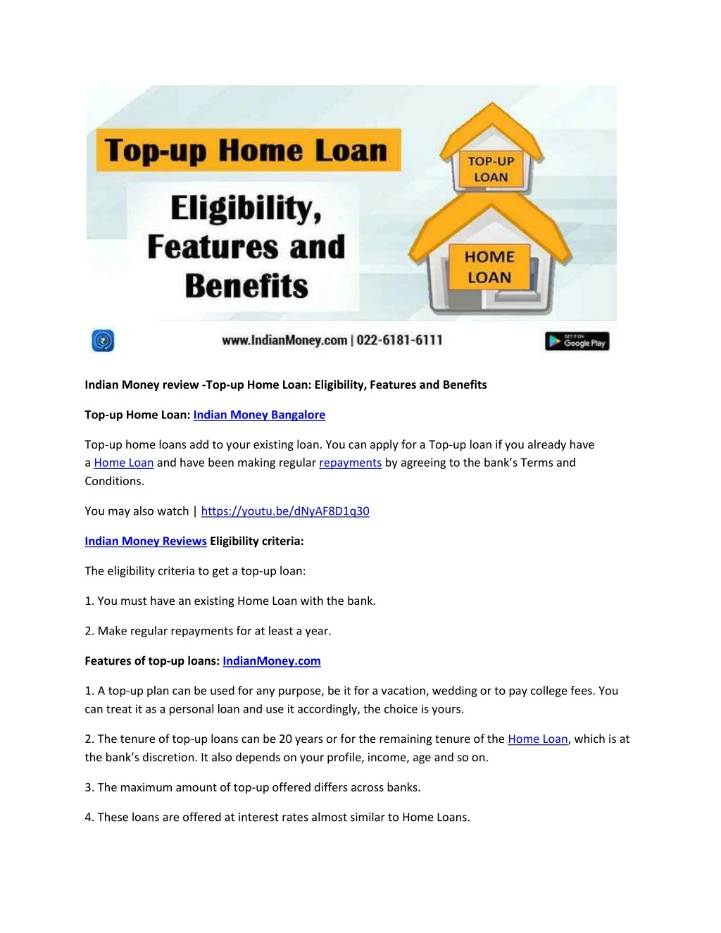 indian money review top up home loan eligibility