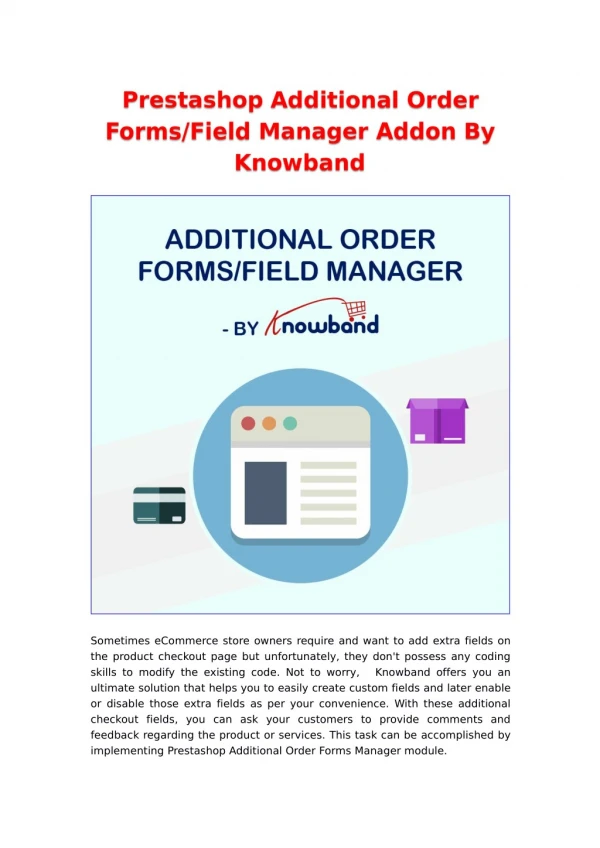 Prestashop Additional Order Forms/Field Manager Addon By Knowband