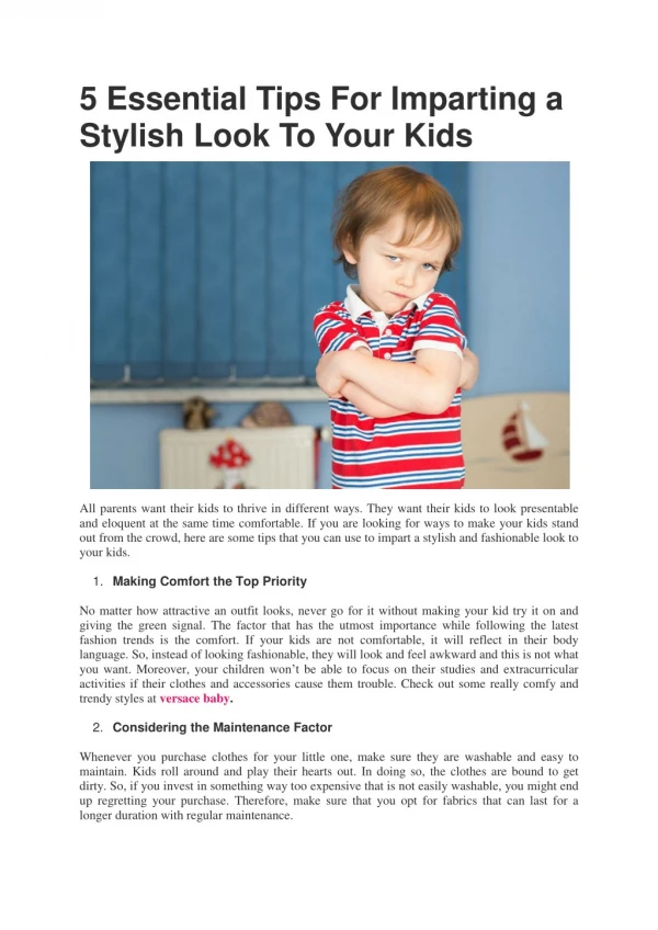 5 Essential Tips For Imparting a Stylish Look To Your Kids - Bambini Fashion
