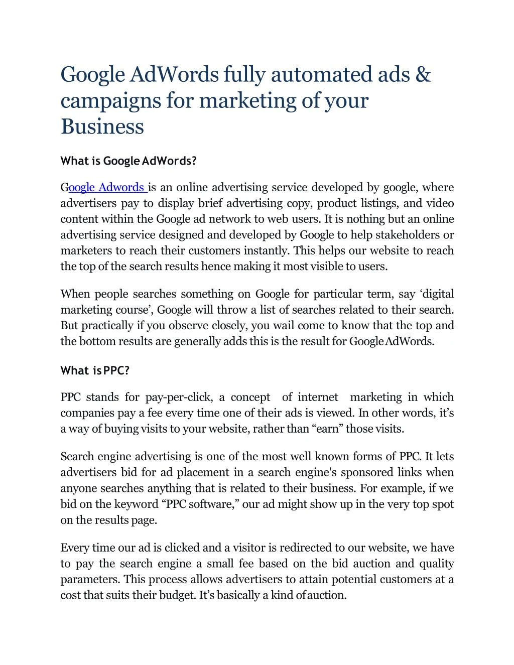 google adwords fully automated ads campaigns for marketing of your business