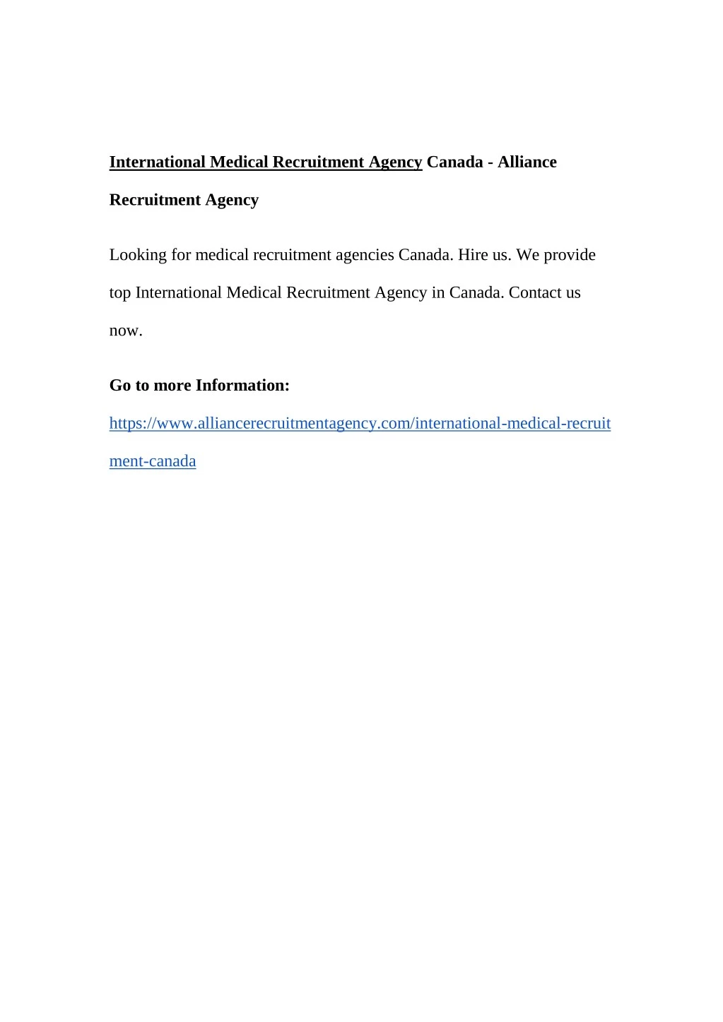 international medical recruitment agency canada