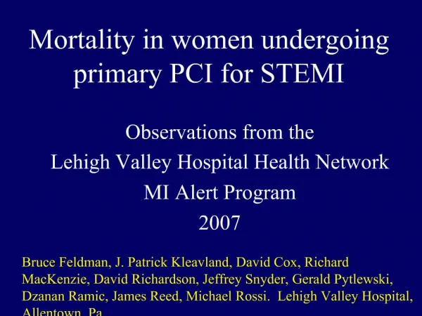 Mortality in women undergoing primary PCI for STEMI