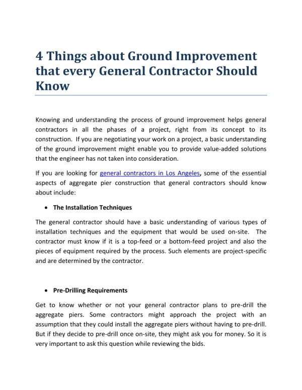 4 Things about Ground Improvement that every General Contractor Should Know