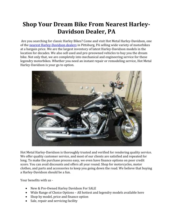 Nearest Harley-Davidson Dealer | Hot Metal Harley Davidson