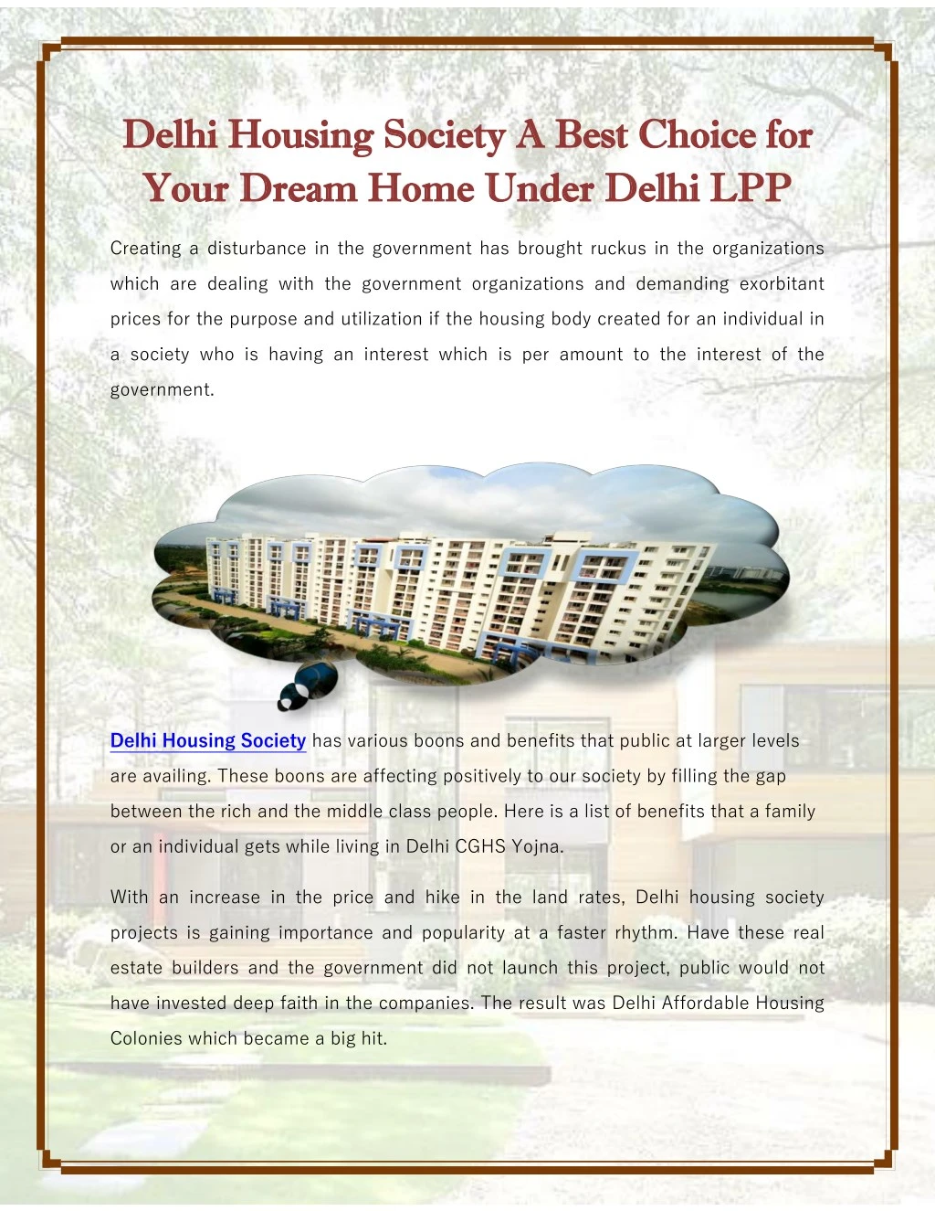 delhi housing society a best choice for delhi
