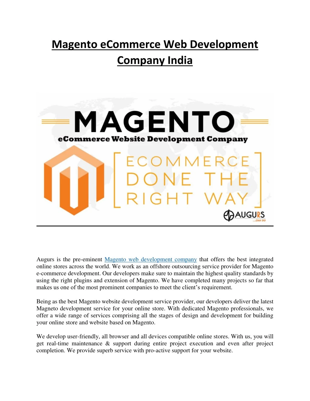 magento ecommerce web development company india