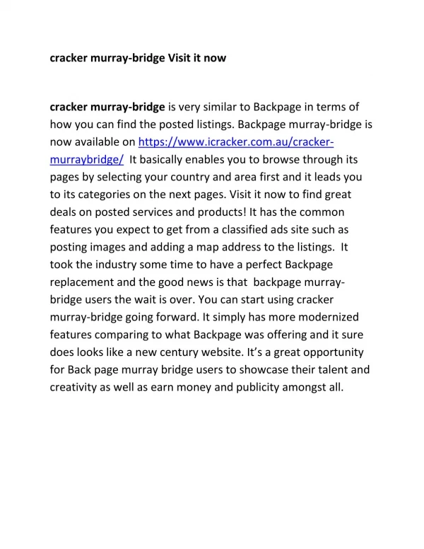 backpage murray-bridge || cracker murray-bridge